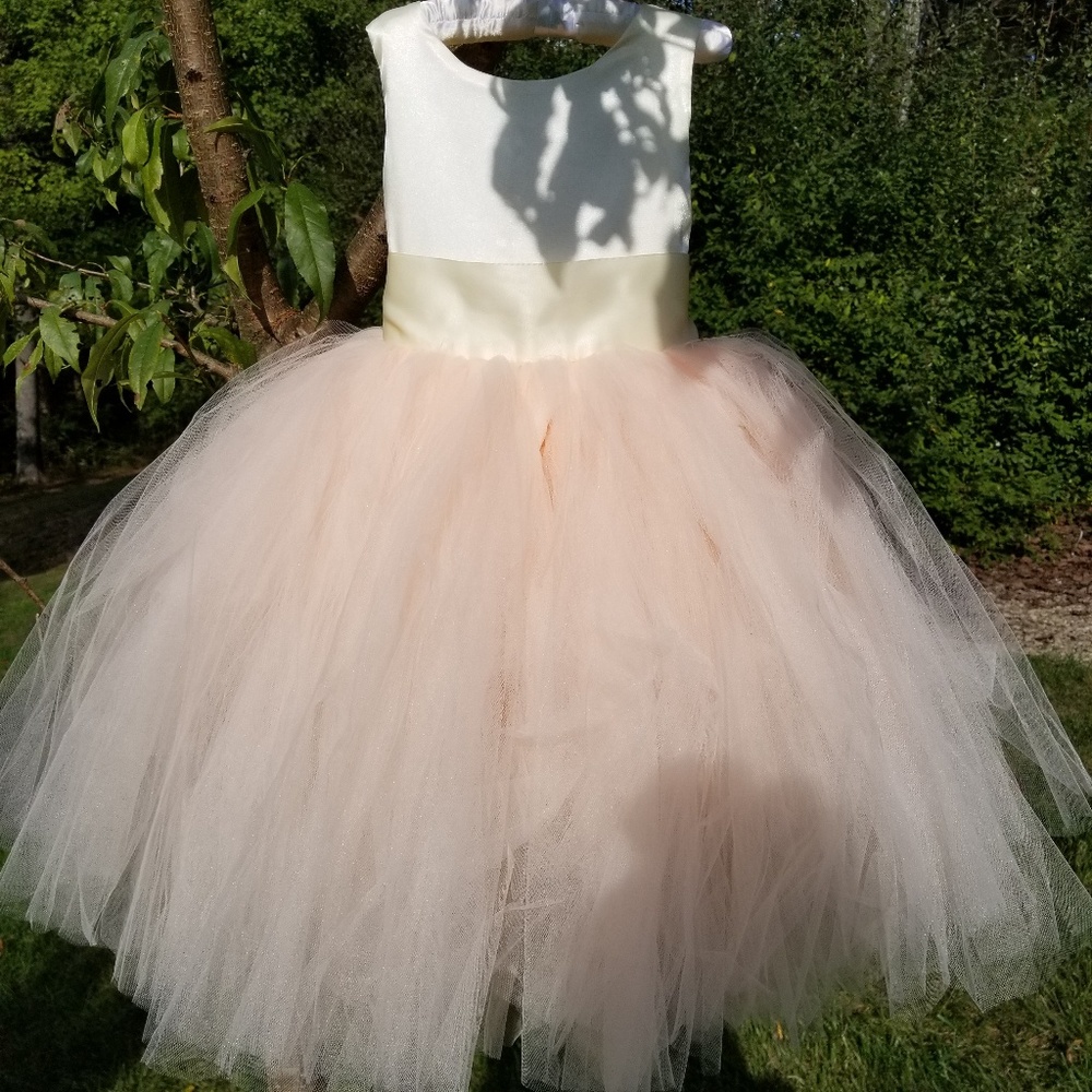 4T Champagne and Blush Flower Girl Dress